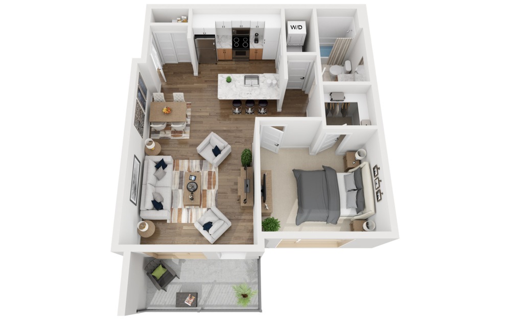 1J - 1 bedroom floorplan layout with 1 bathroom and 773 square feet