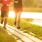 Couple running outdoors